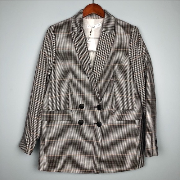 Mango plaid check houndstooth blazer, NWT - Picture 2 of 7